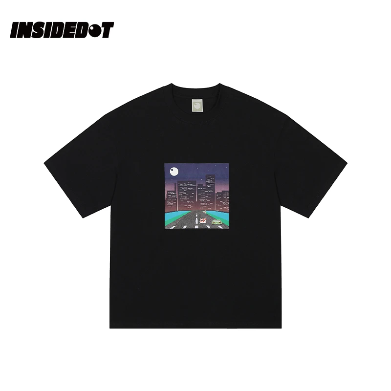 INSIDEDOT 像素系列午夜印花元素短袖男女同款新夏季国潮宽松T恤