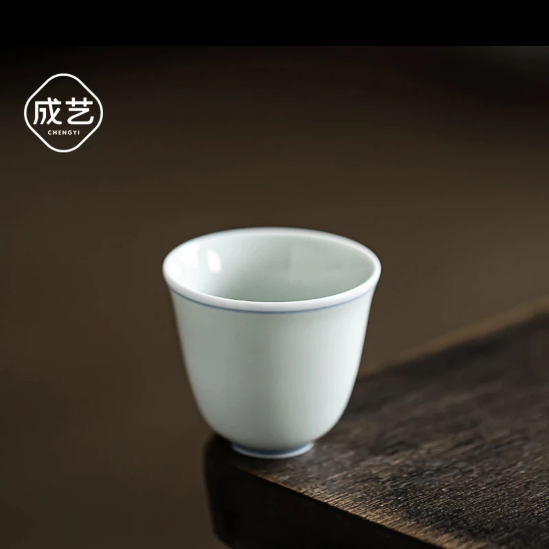 成艺草木青杯复古青花瓷茶杯景德镇手工功夫茶具品茗杯家用小茶杯
