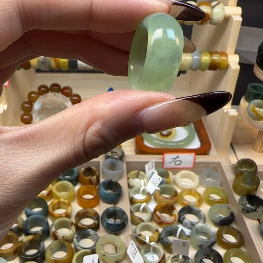 岫玉岫玉戒指内径16.8未镶嵌希*