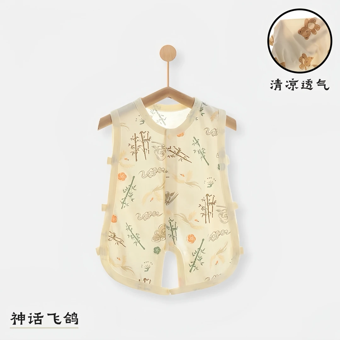 琵琶衣婴儿夏季连体衣薄男宝宝女纯棉无袖爬服背心