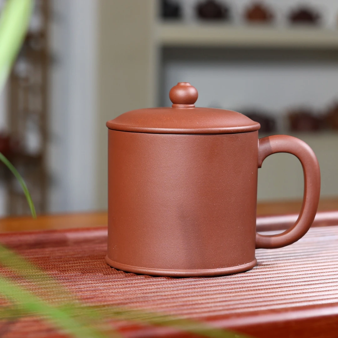 桃源《》500cc底槽青水盖高档紫砂杯纯手工家用大容量带盖茶杯