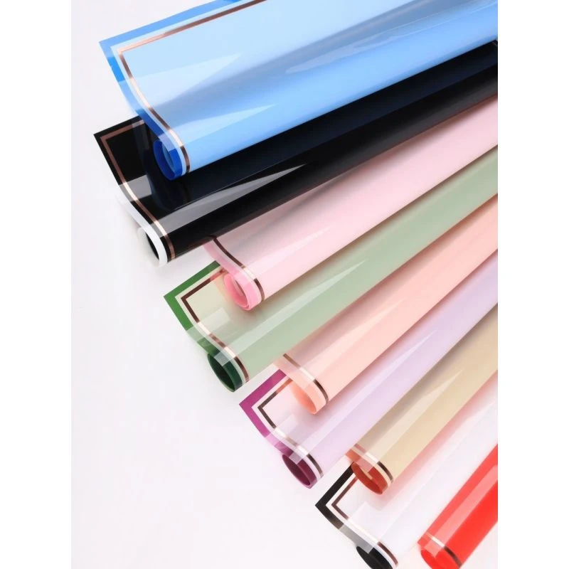 世界之窗烫金水光膜鲜花花束防水情人节新花艺包装纸花店包装材料