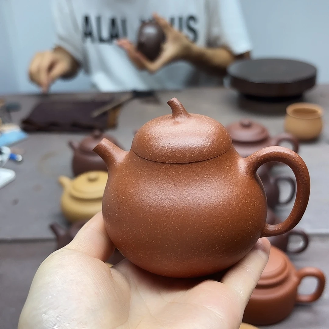茶壶紫砂红降坡茄瓜150cc微瑕
