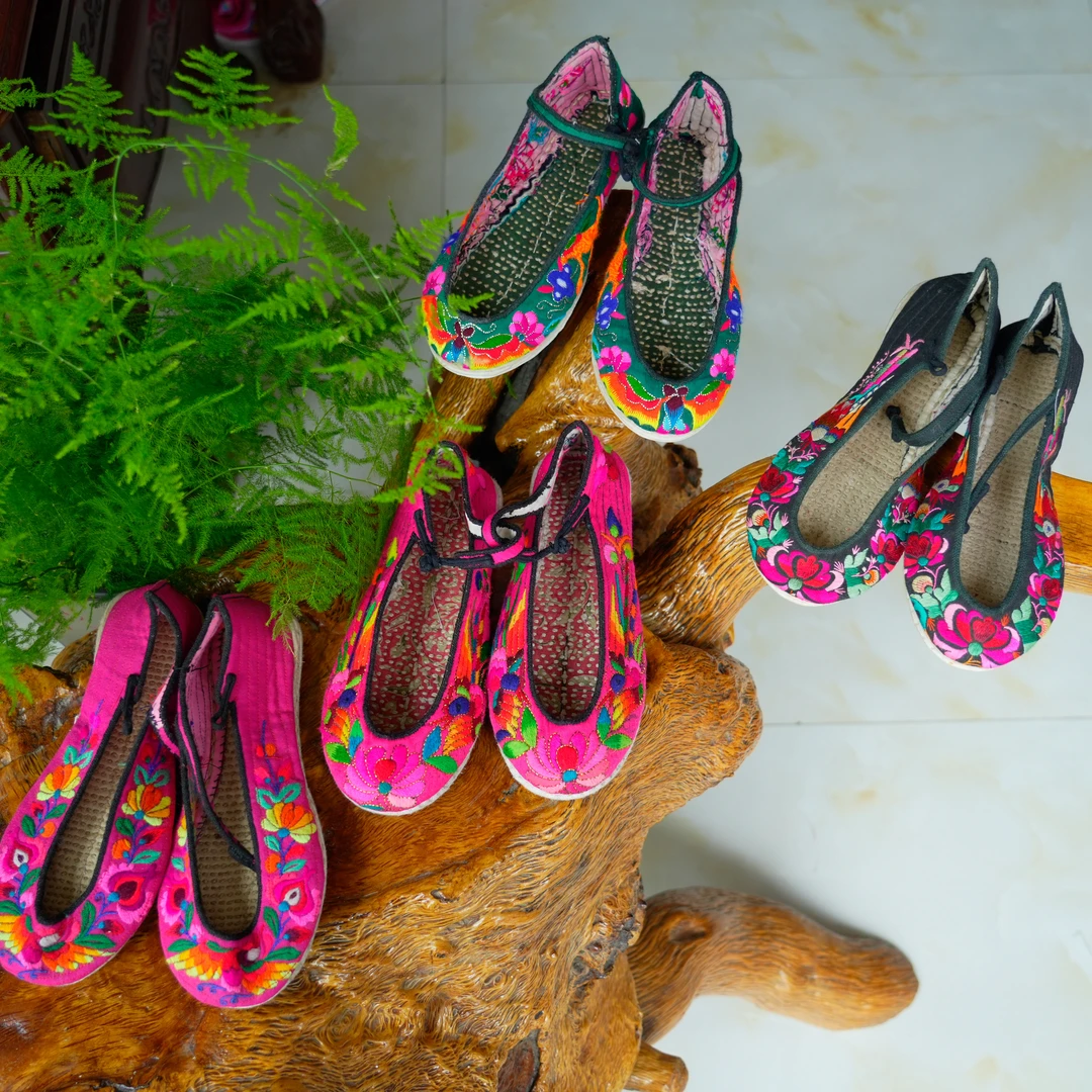 34码老绣老北京布鞋手工布鞋绣花鞋古风汉服鞋绣花布民族风绣花