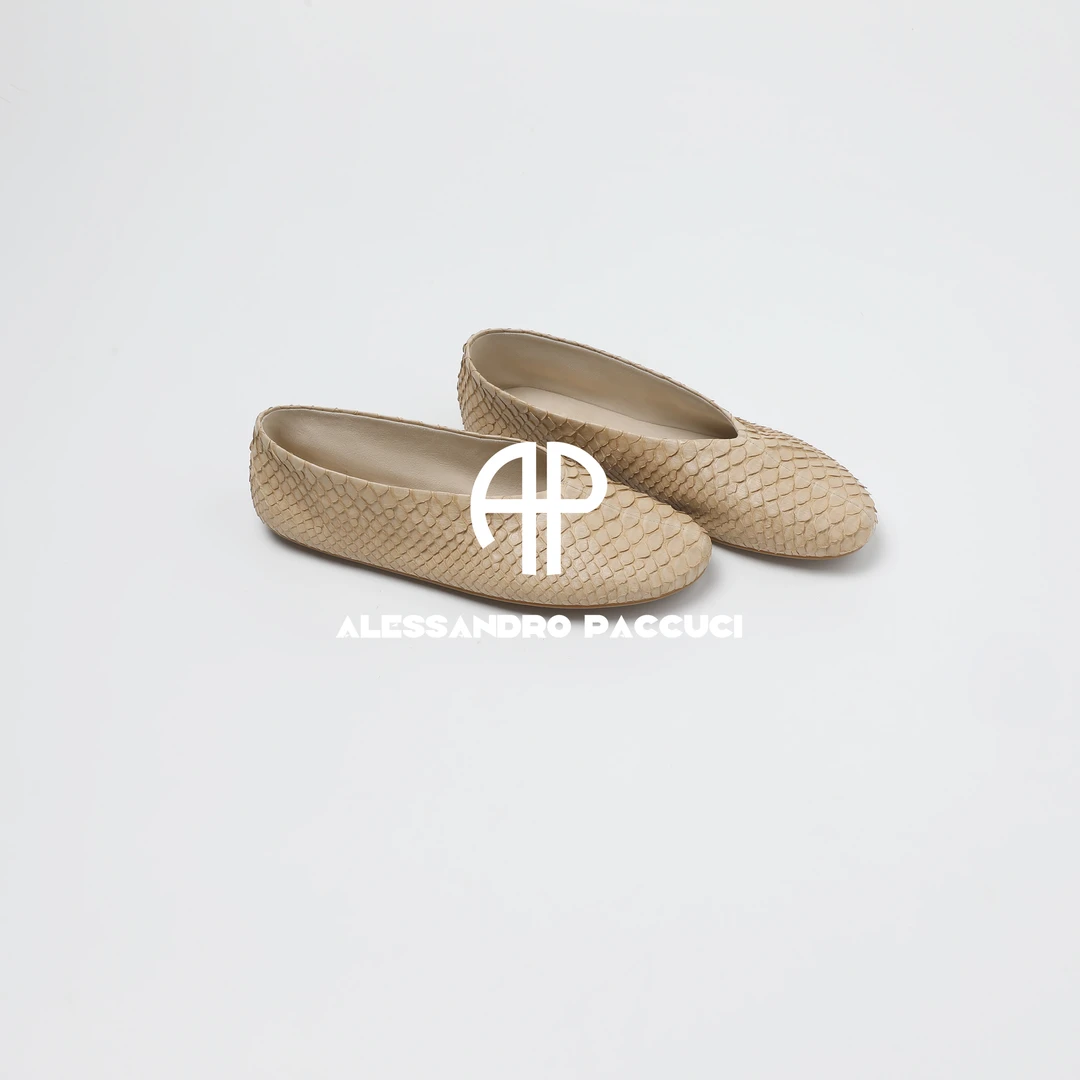 AP洛哥53109XD【蛇皮奶奶鞋】羊绒内里平底两色百搭时尚气质单鞋