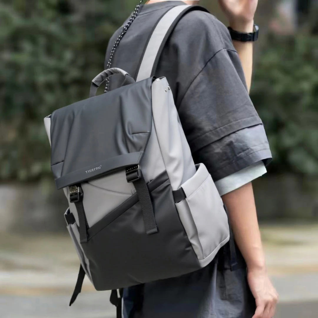 泰格奴男士工装双肩包学生潮流时尚韩版大容量背包学院风男士包包