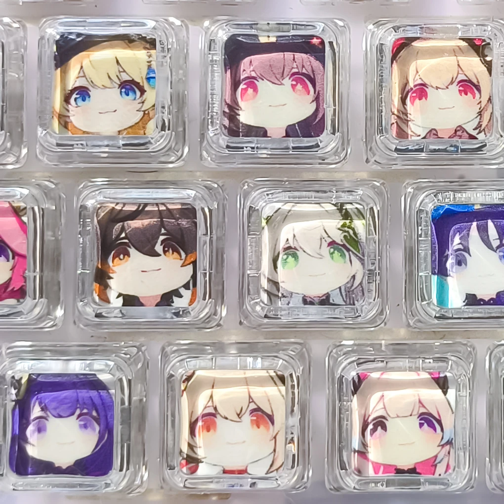 原神可爱大头照周边二创机械diy透明键帽个性PC材质镜面透光键帽