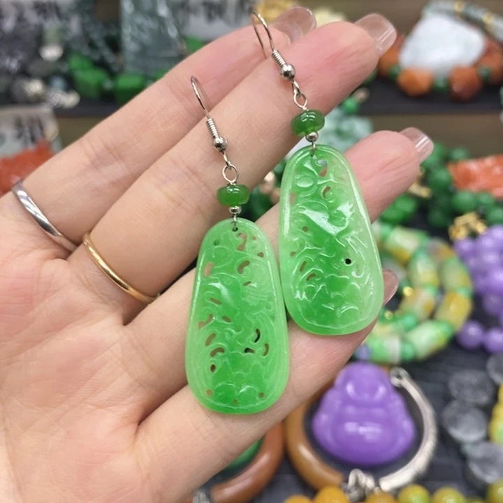 翡翠未镶嵌耳饰耳坠24