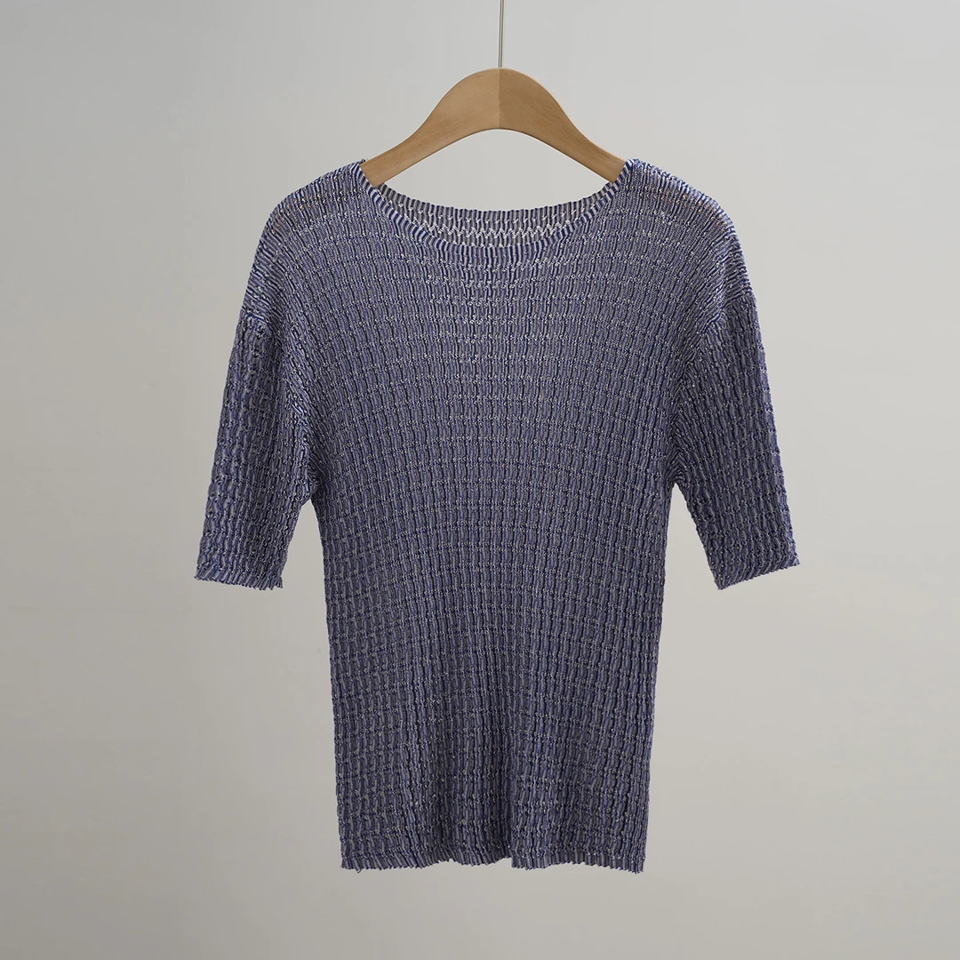 外贸品牌简约显瘦莫代尔女士针织短袖（251140）20901