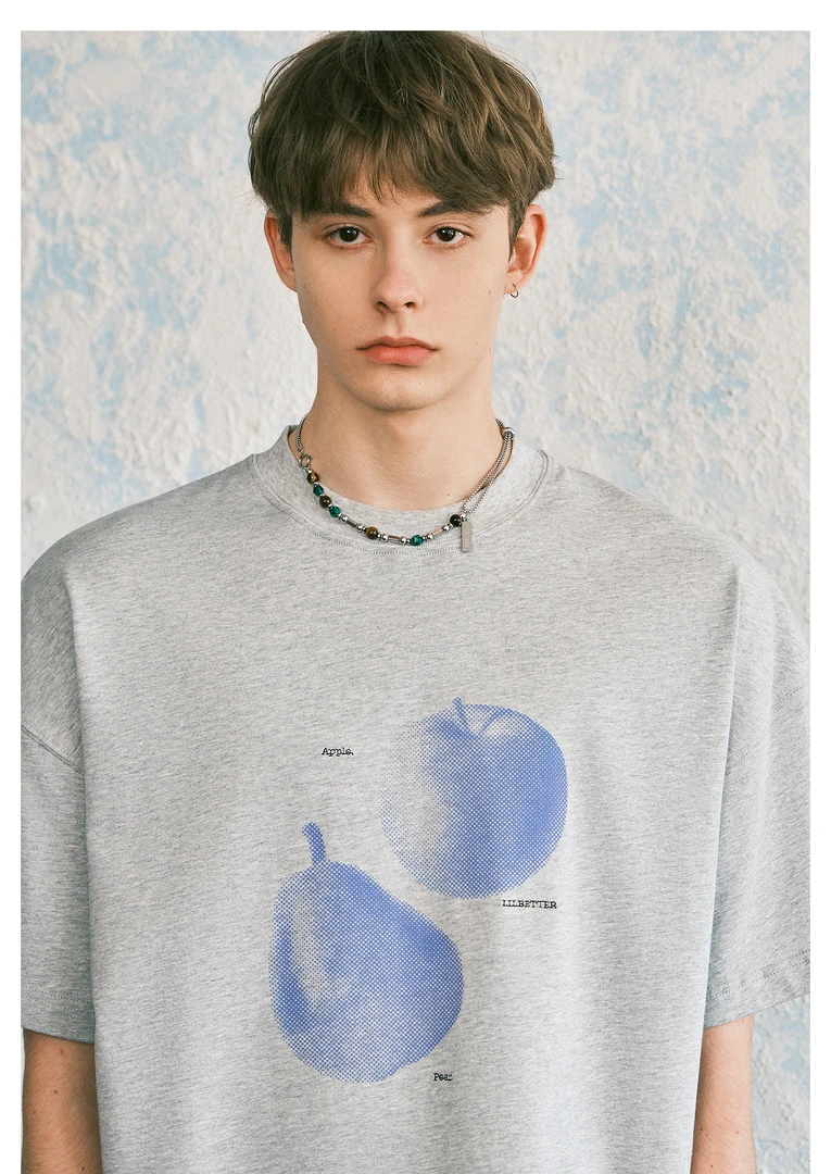 300斤美式复古印花纯棉短袖t恤宽松百搭上衣男士高街圆领T恤日系