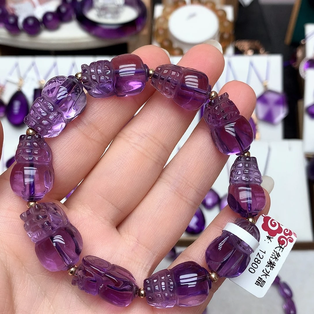 未镶嵌珠宝半成品紫晶L 貔貅手串