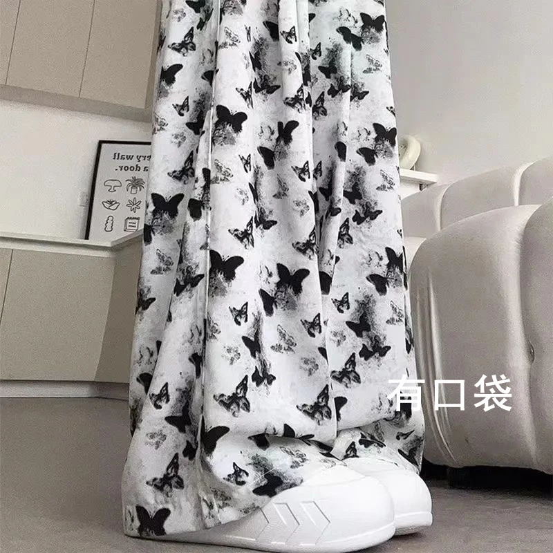 浪子闲话夏季冰丝蝴蝶女小个子新款高腰显瘦百搭垂感裤子阔腿裤