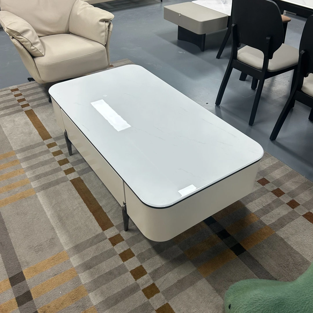 天然石简约时尚设计方形茶几可收纳