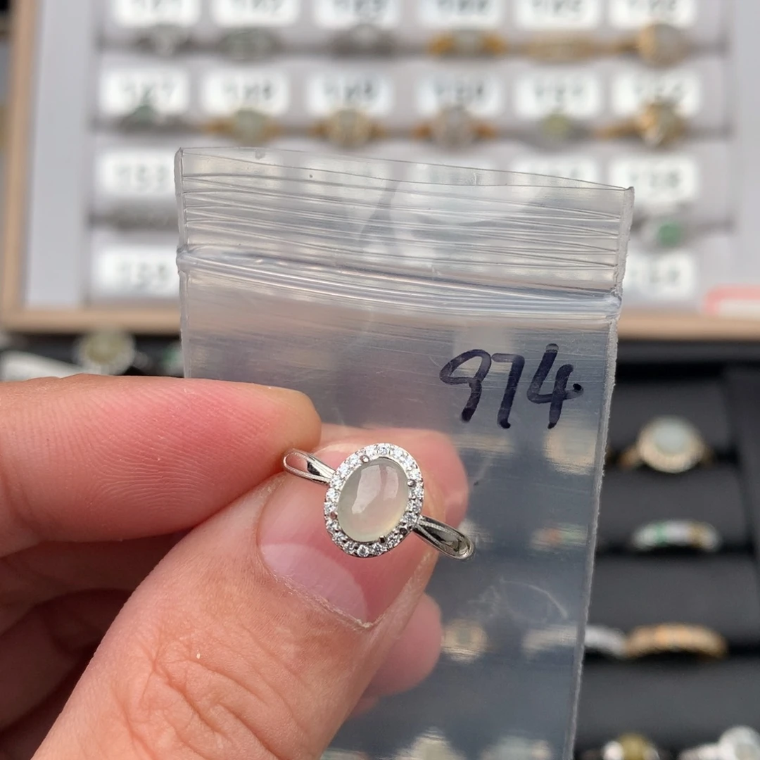 翡翠银S925镶嵌戒圈974