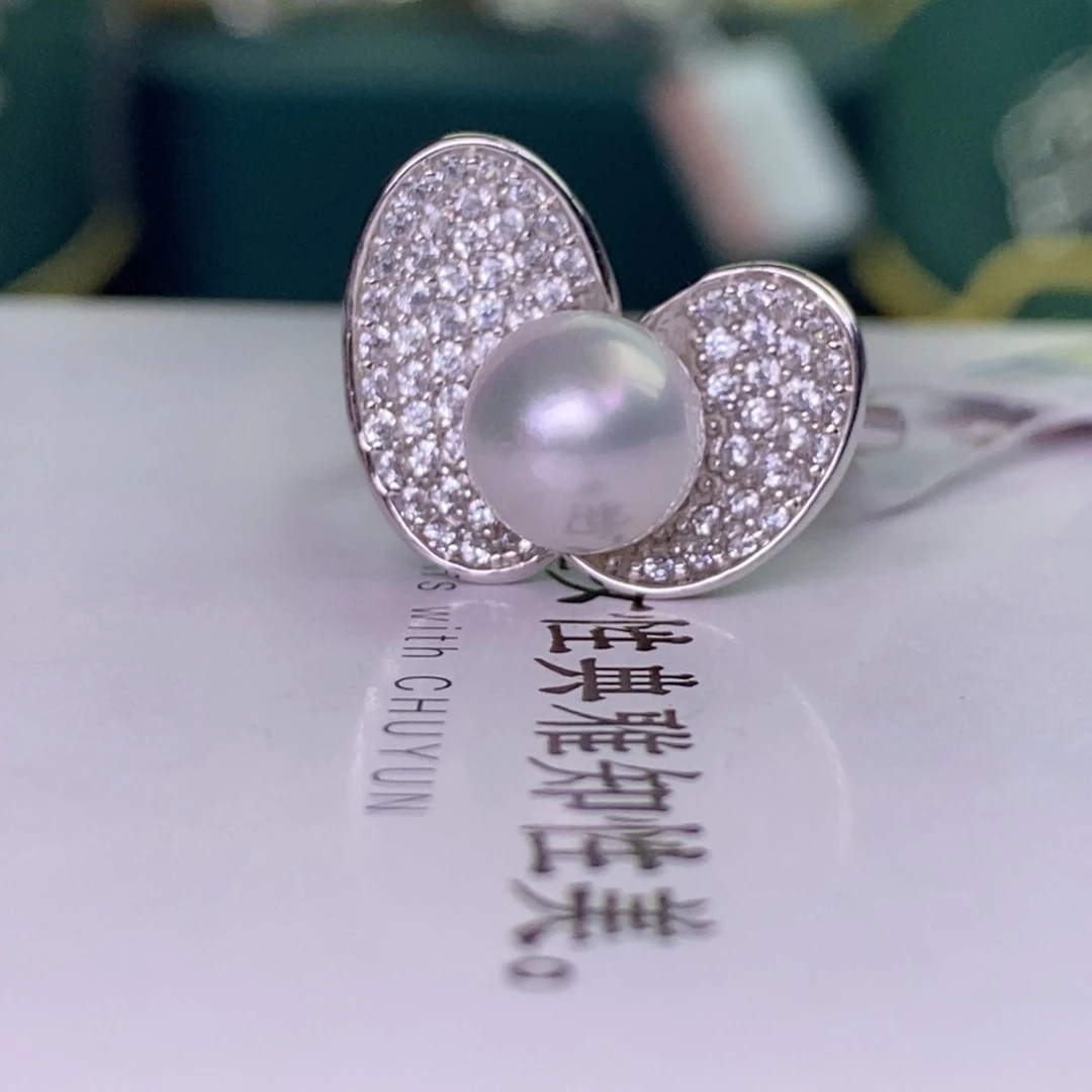 银S925镶嵌戒指海水珍珠