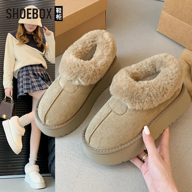 达芙妮集团旗下厚底保暖雪地靴女2025冬季爆款加绒加厚休闲鞋棉鞋