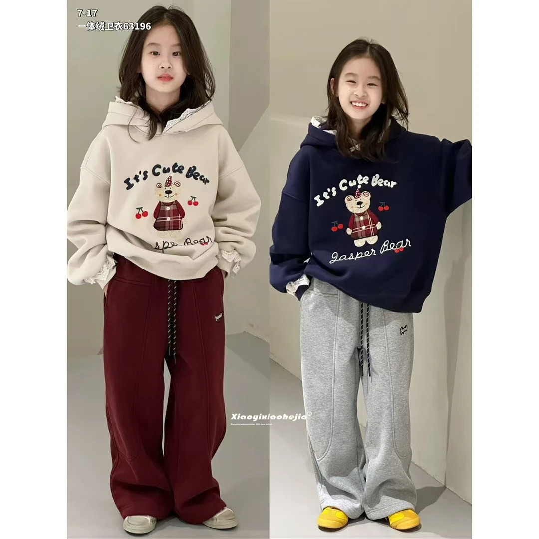 D087/63196高端童装时尚百搭休闲加绒连帽卫衣