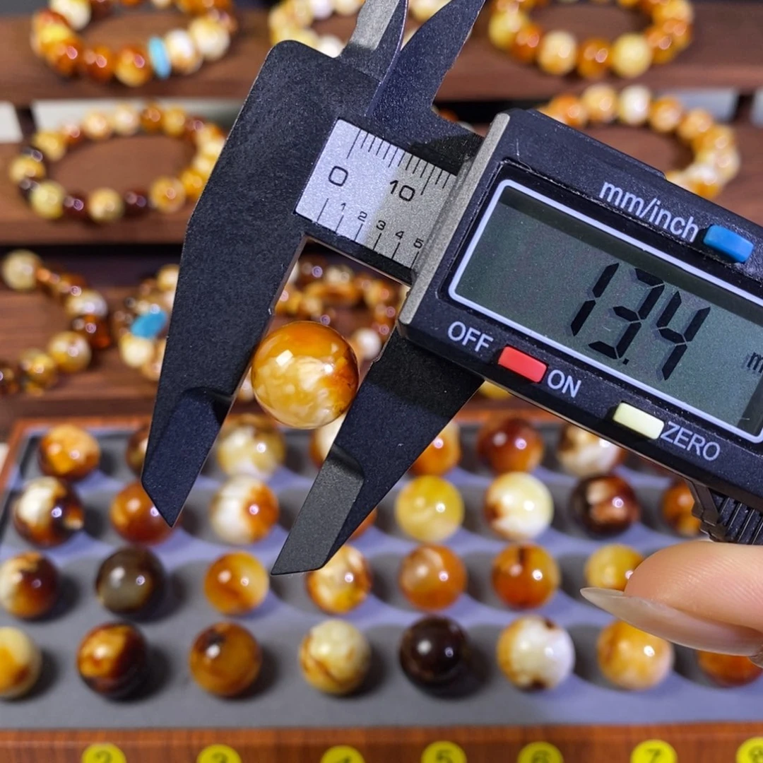 蜜蜡未镶嵌手串沁色蜜蜡单珠