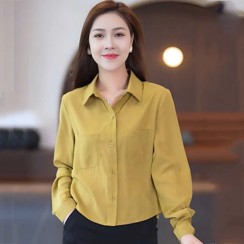 港味长袖衬衫女2025春秋款宽松设计感显瘦领减龄遮肉气质衬衣