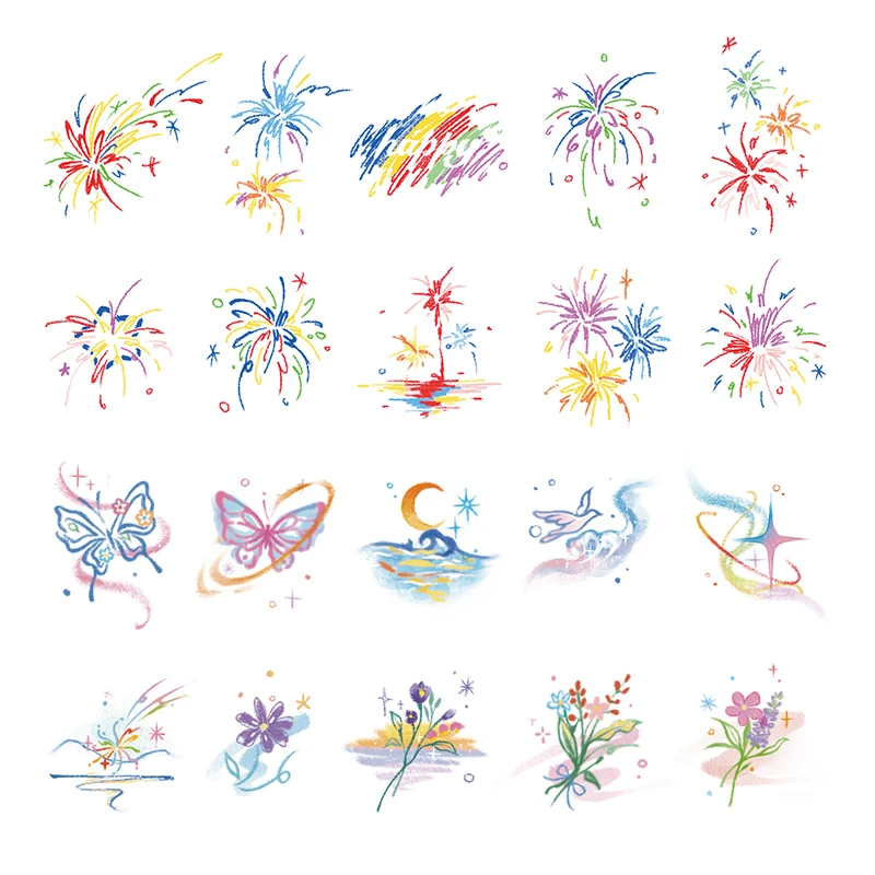 【2张装】有料ULIAO蝴蝶花朵手指彩色纹身贴防水持久迷你小图原创