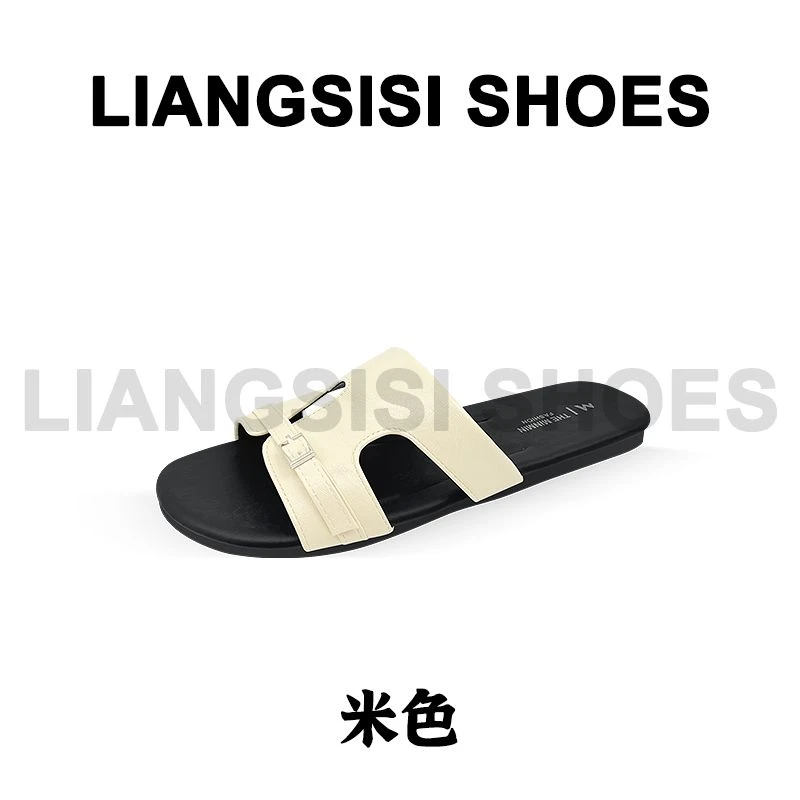 梁思思SHOES新款皮带扣一字拖鞋-603
