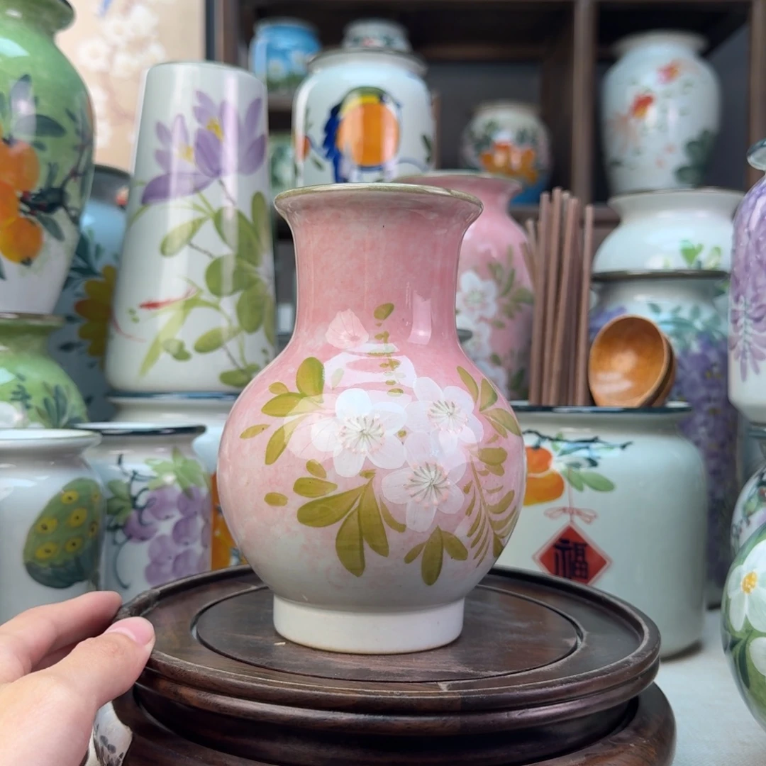 景德镇陶瓷手绘花瓶无孔