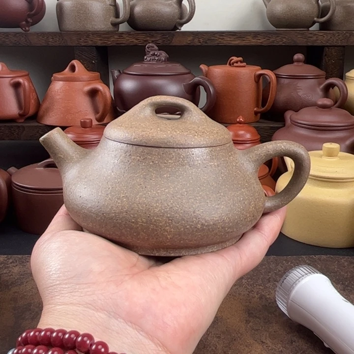 真***理茶壶紫砂全手柱瓢