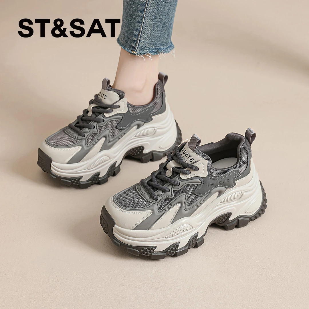 星期六复古休闲女鞋2025新款秋冬季爆款流行百搭运动鞋厚底老爹鞋
