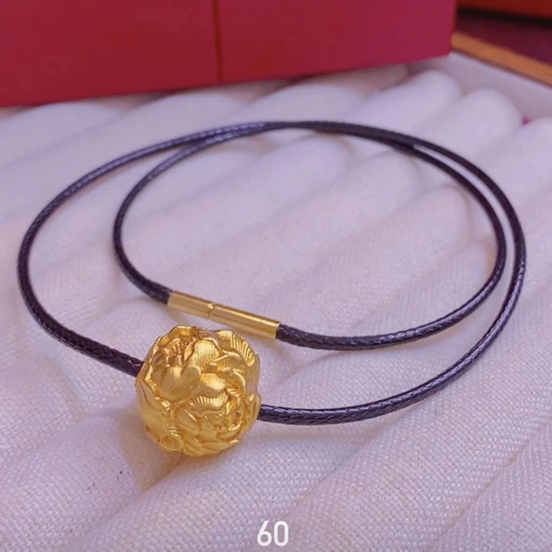 钛钢皮质项链 牡丹珠子时尚百搭富贵龙凤凤凰珠皮质项链气质情侣