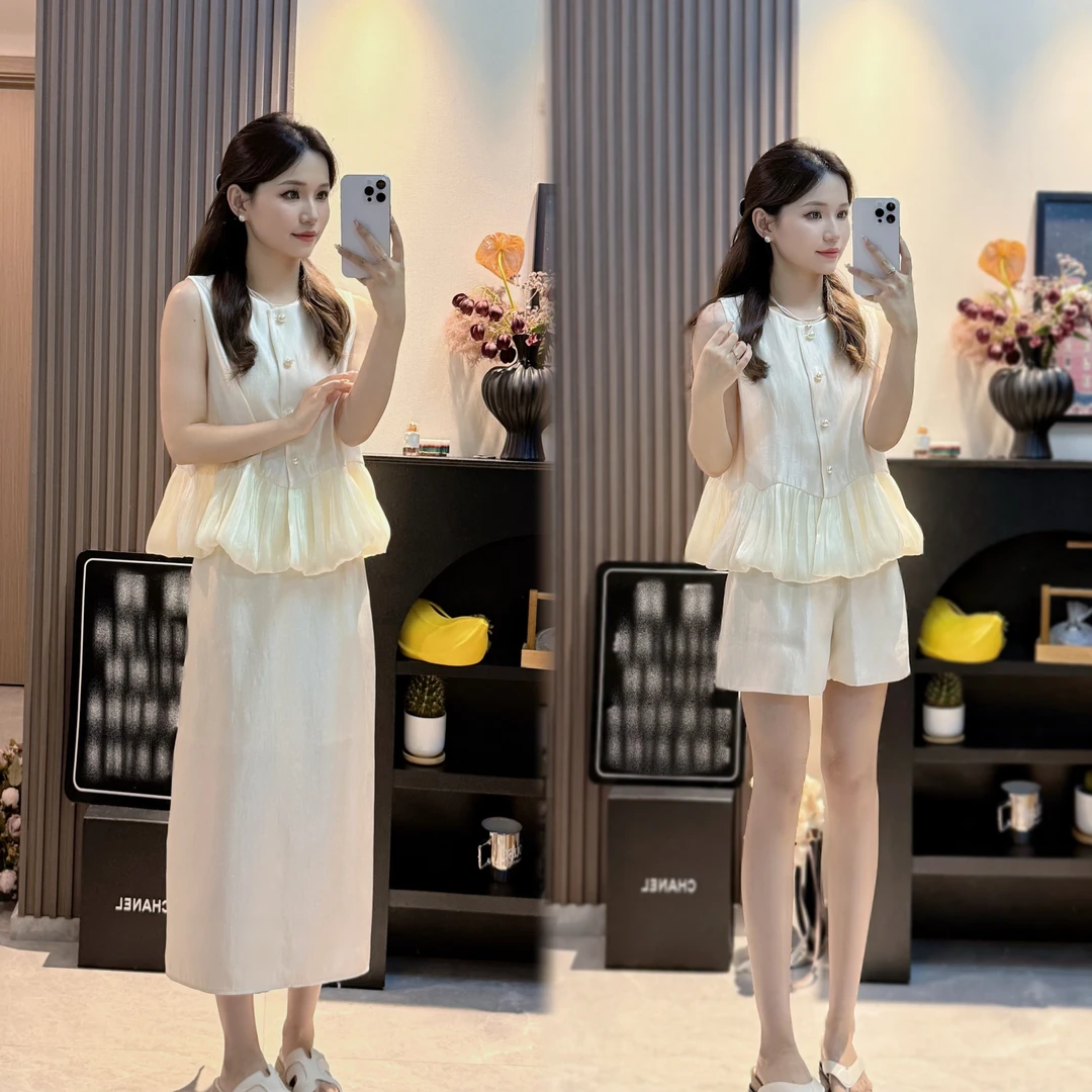 夏季轻奢时尚套装#3144新款高级感千金名媛小香风礼服两件套