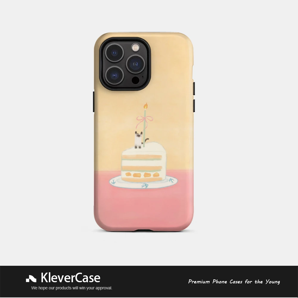 蛋糕小猫二合一微磨砂菲林壳适用苹果16pro/华为/小米/vivo