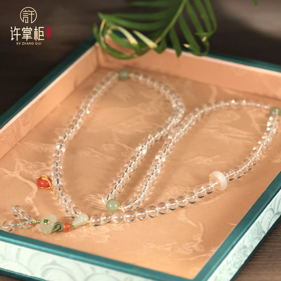 YGY｜天然水晶珠珠项链DIY叠戴手链多圈毛衣链百搭简约中式雅致