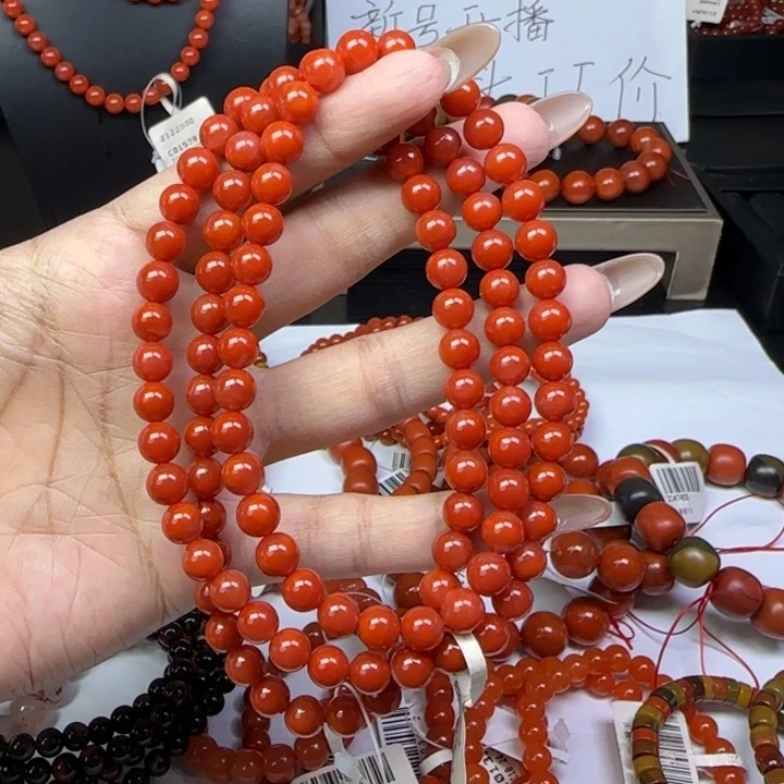 南红玛瑙未镶嵌手链保山锦红7mm