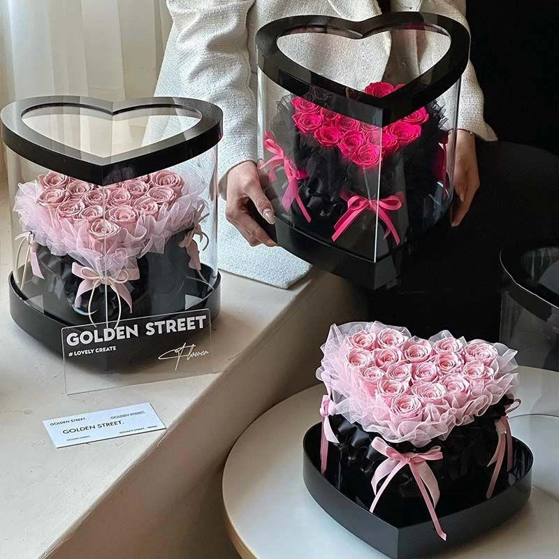 爱心形玫瑰花束抱抱盒成品永生仿真皂花女友朋友闺蜜生日礼物七夕