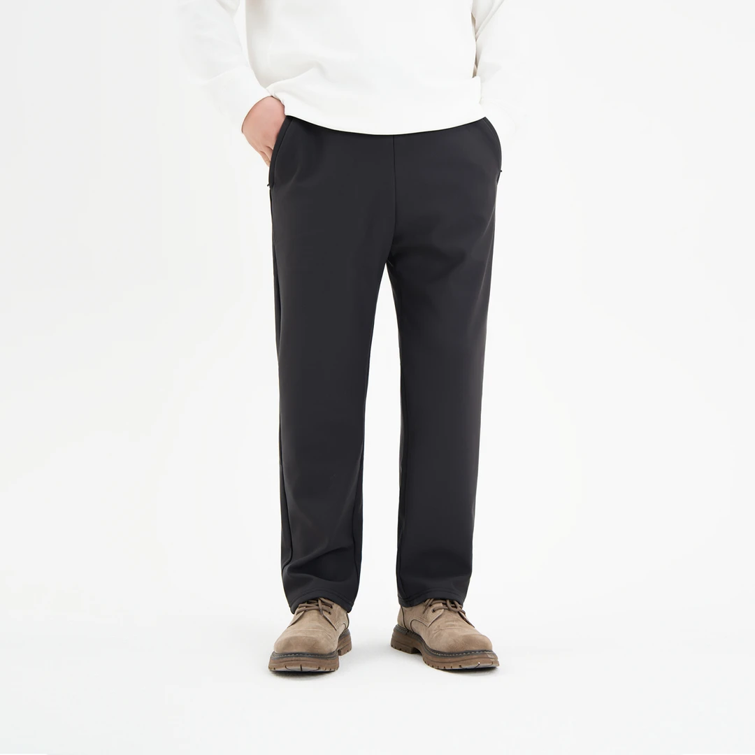 【新款】加绒软壳五防冲锋裤男抗皱松紧腰保暖直筒商务休闲裤子9425