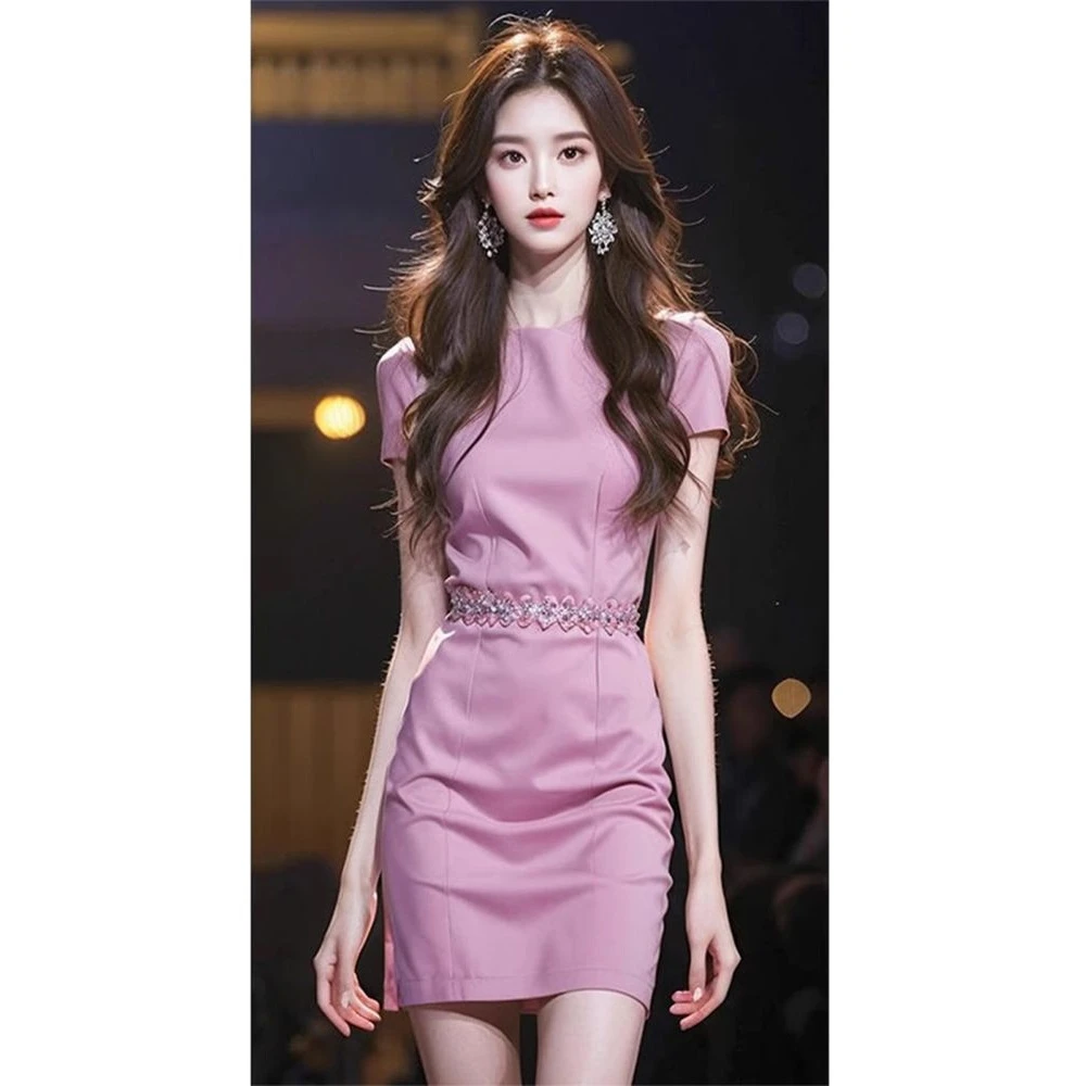 哥弟阿玛施正小香风端庄大气别致绝美法式高冷御姐风气质粉色收腰