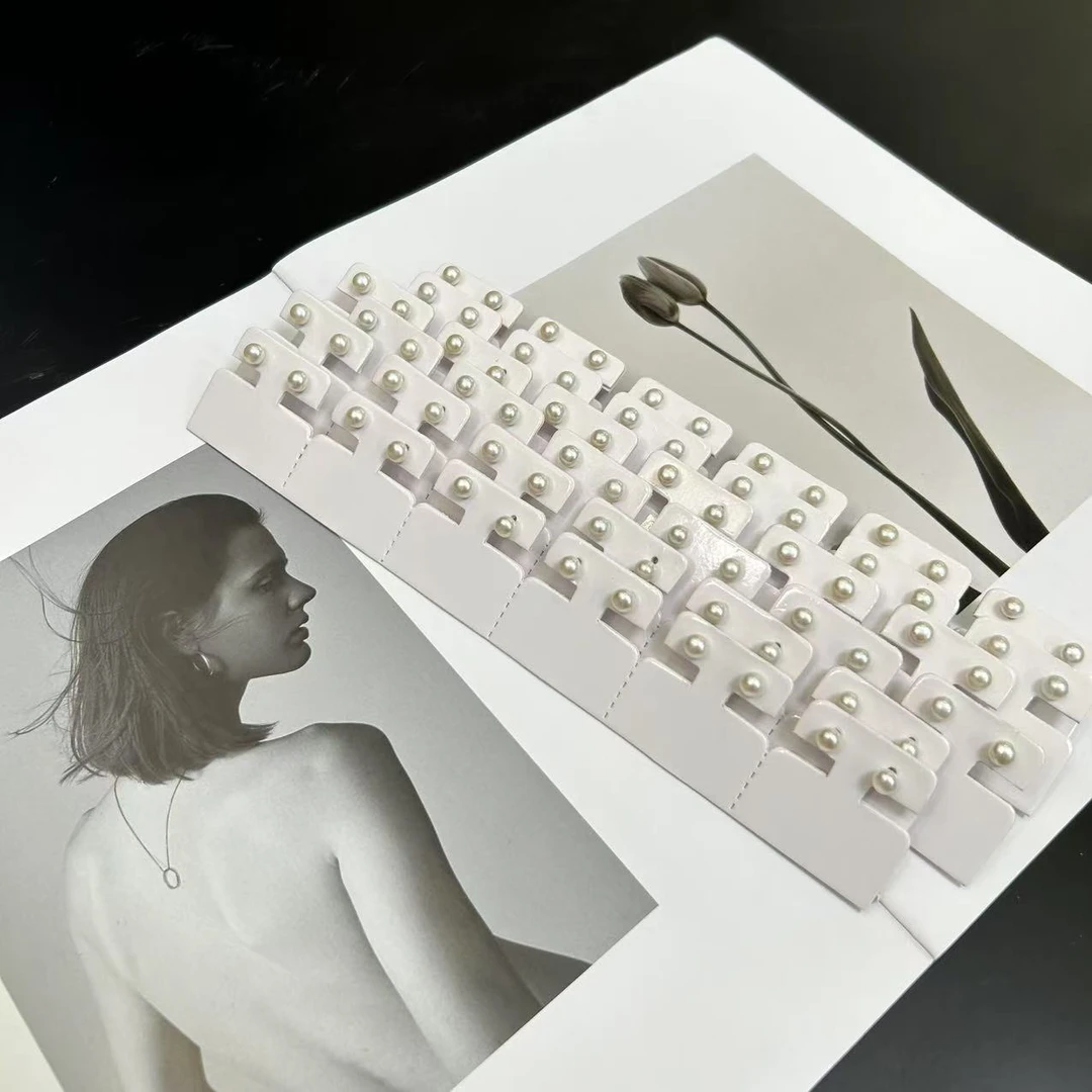 非金属仿珍珠耳饰 5-6m左右 法式复古高级感大半圆珍珠耳钉H7178