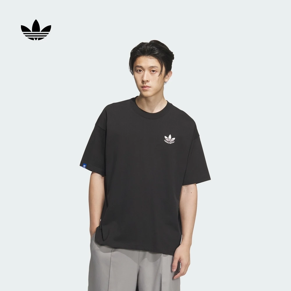 adidas阿迪达斯三叶草25春夏大标浅蓝色短袖T恤JN1669