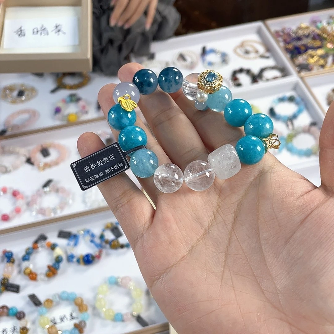 水晶手链银S925镀金镶嵌