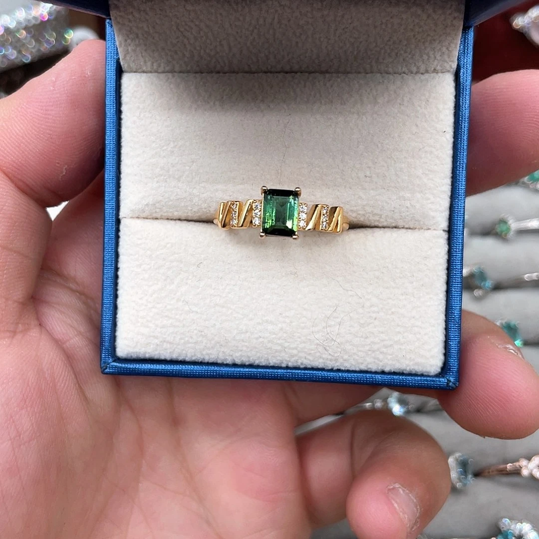 银S925镶嵌戒指碧玺G***苏123