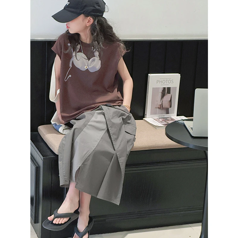 K29131不规则女童套装裙2025夏装新款儿童背心裙子女大童两件套潮