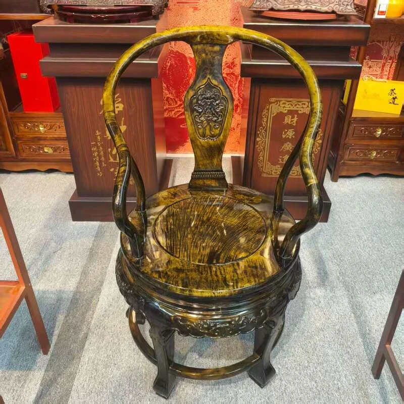 【木心专享】ZY   精品实木绿料转转椅太师椅