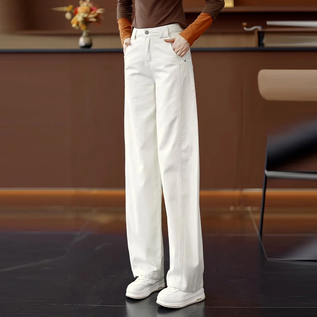 紫色弯刀休闲阔腿裤女2025新款春秋季高腰显瘦直筒裤女款宽松长裤