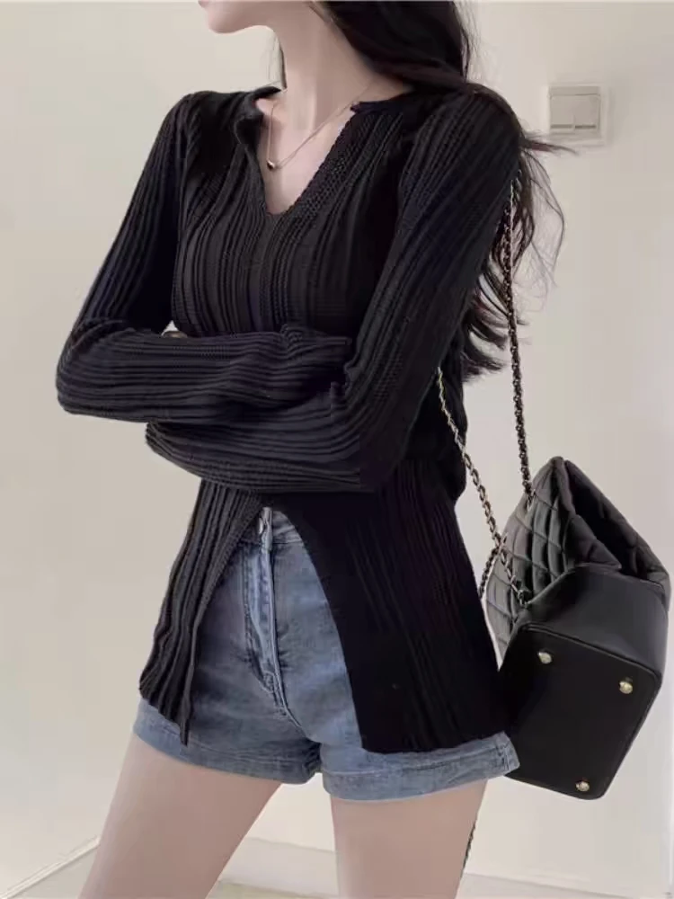 唯琳剪标   3仓P1-7-3331款   大v领长袖针织