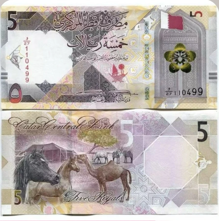 【亚洲】卡塔尔5里亚尔纸币 外国钱币 世界各国货币 全新保真