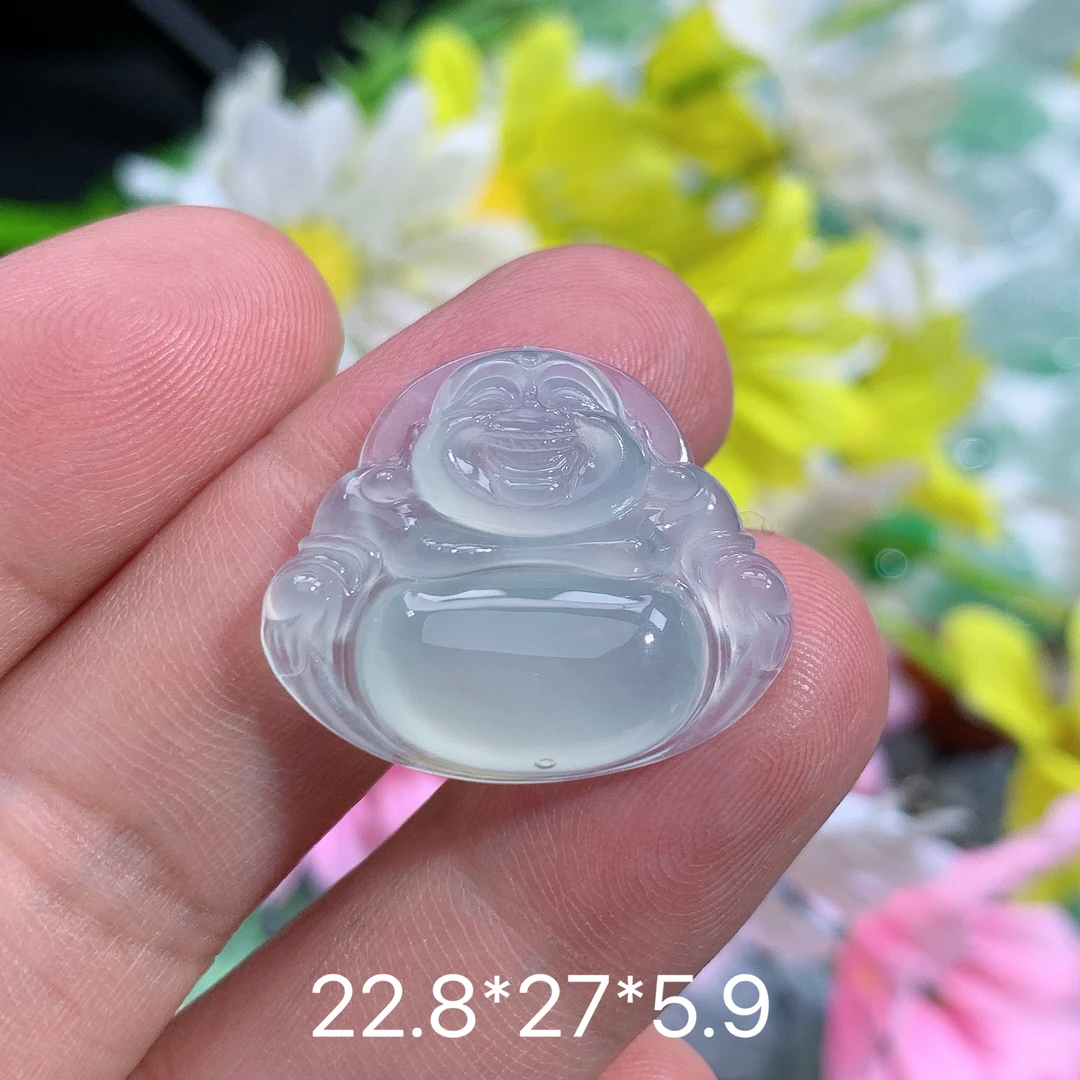 缅甸天然翡翠A货冰种佛公夏百搭冰透水润精致上等翡翠珠宝首饰女