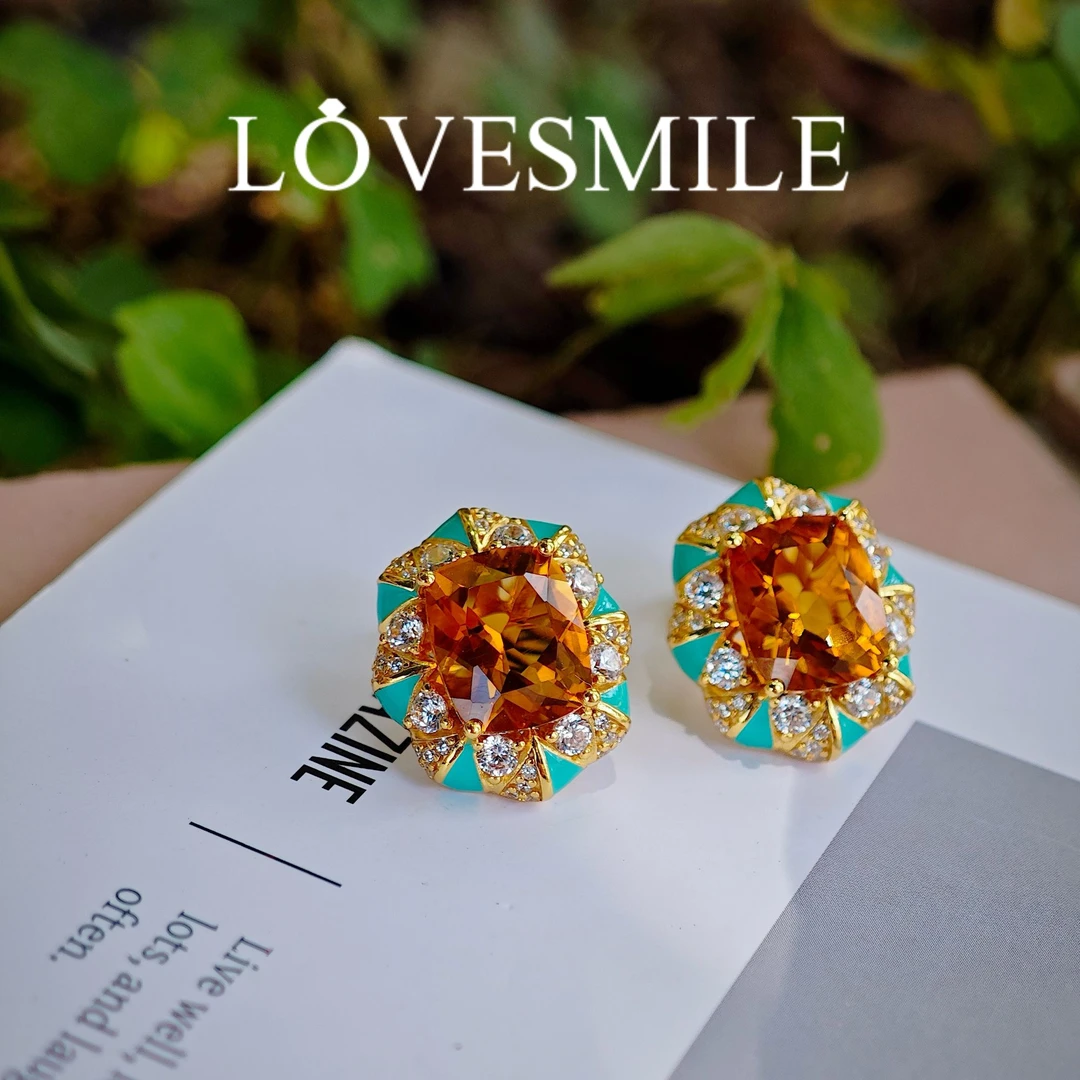 S925银黄晶耳环气质时尚惊艳