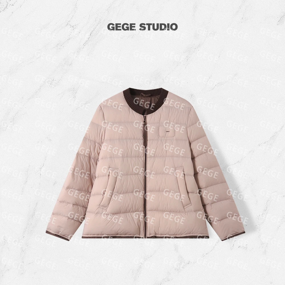 【格格】90安心排骨羽绒简约撞色拼接包边设计棒球领减龄保暖羽绒服