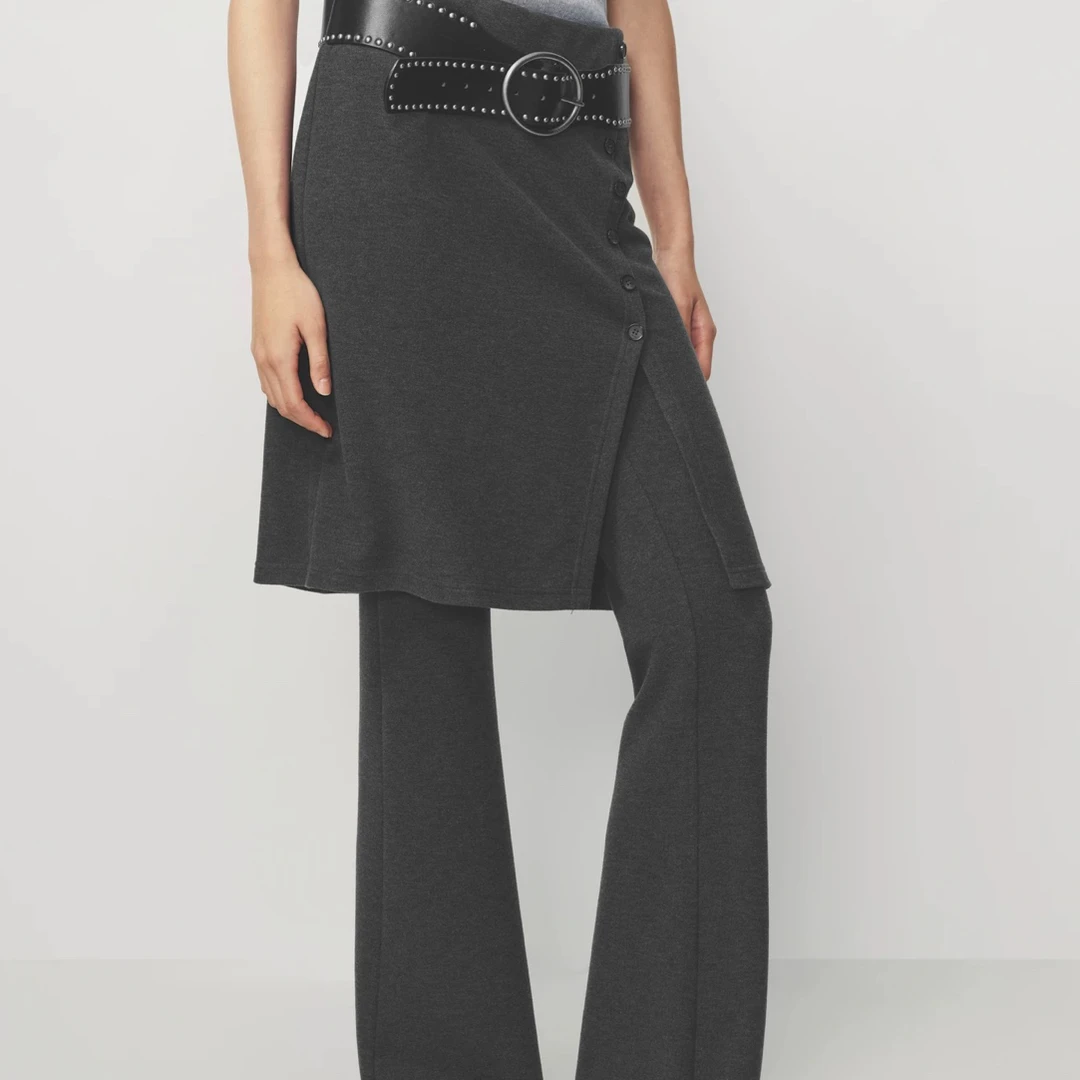 AVVENN可调节松紧假两件开衩裙裤AK11301733