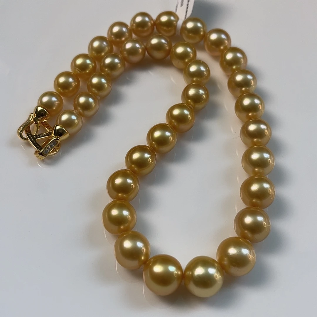 颈饰海水珍珠银S925镶嵌南洋浓金11-13